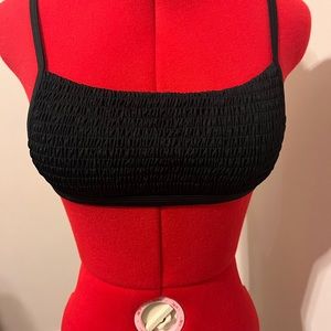 SHEIN Swimtop, black, ribbed MEDIUM